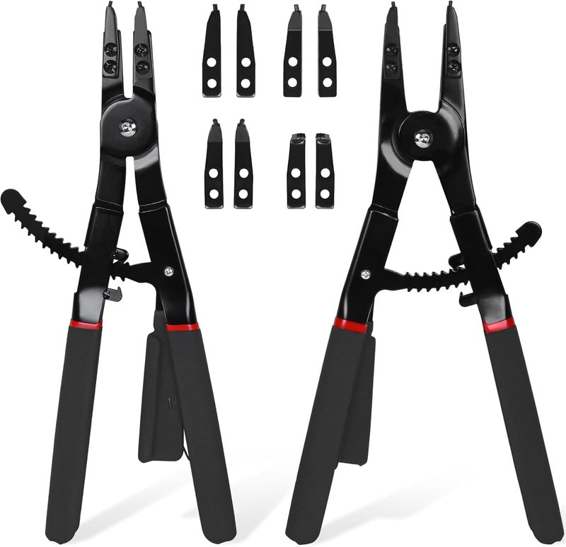 Inchoco Snap Ring Pliers Set Heavy Duty - 2 PCS Large Heavy Duty Snap Ring Circlip Pliers ，16" Internal External Circlip Pliers Set with 45° 90° Tips - Image 1